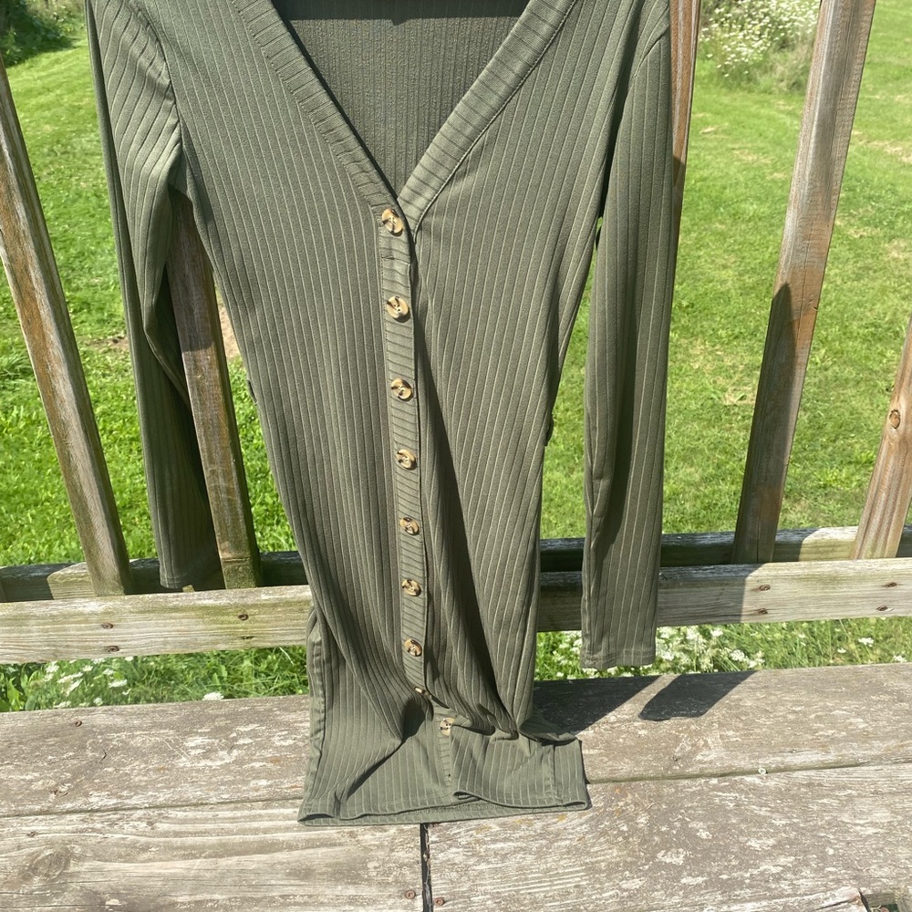 Women’s green button down dress